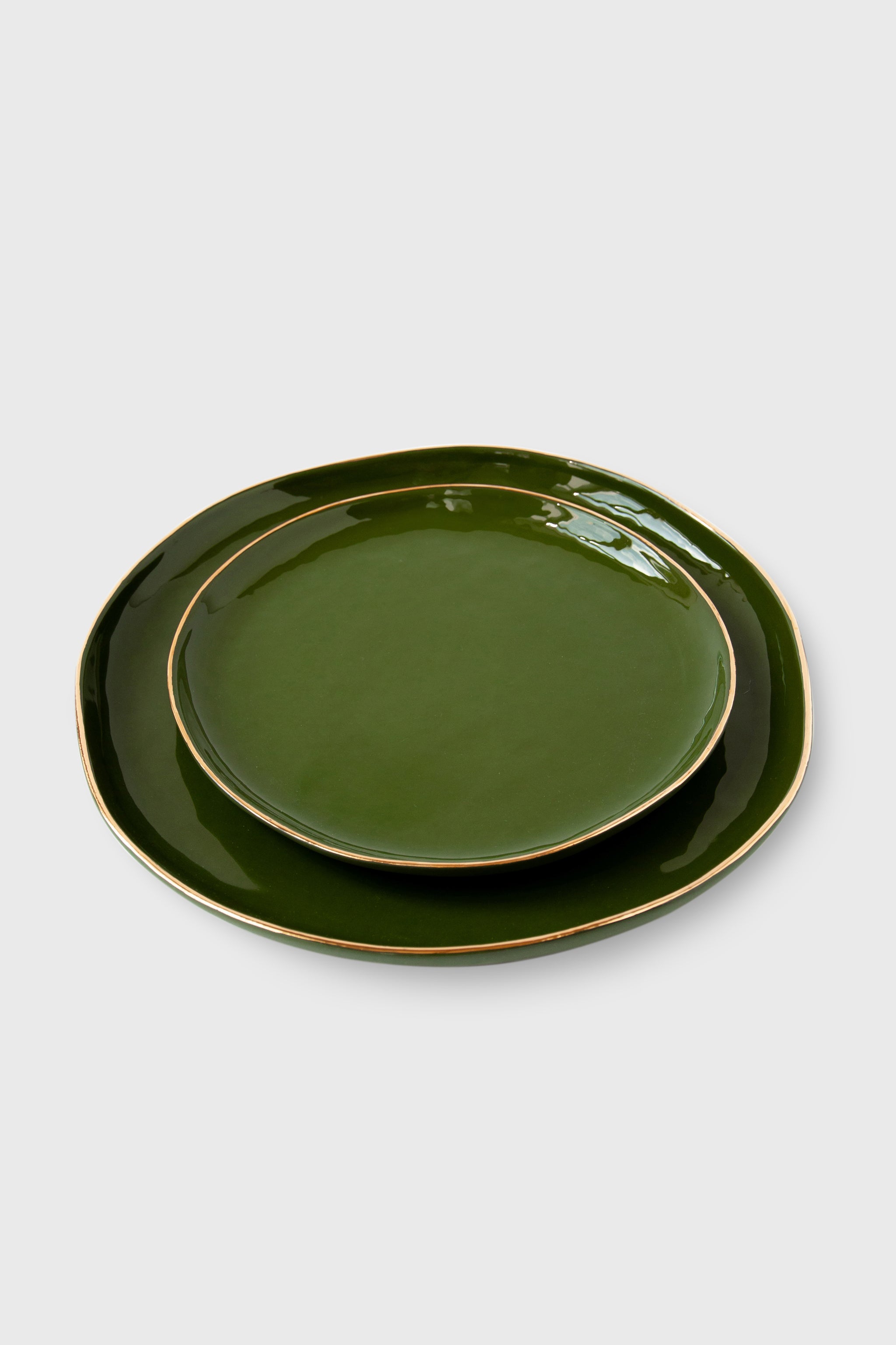 Dinner Plate Biscuit Green Gold – QUIET FORM - Main Image